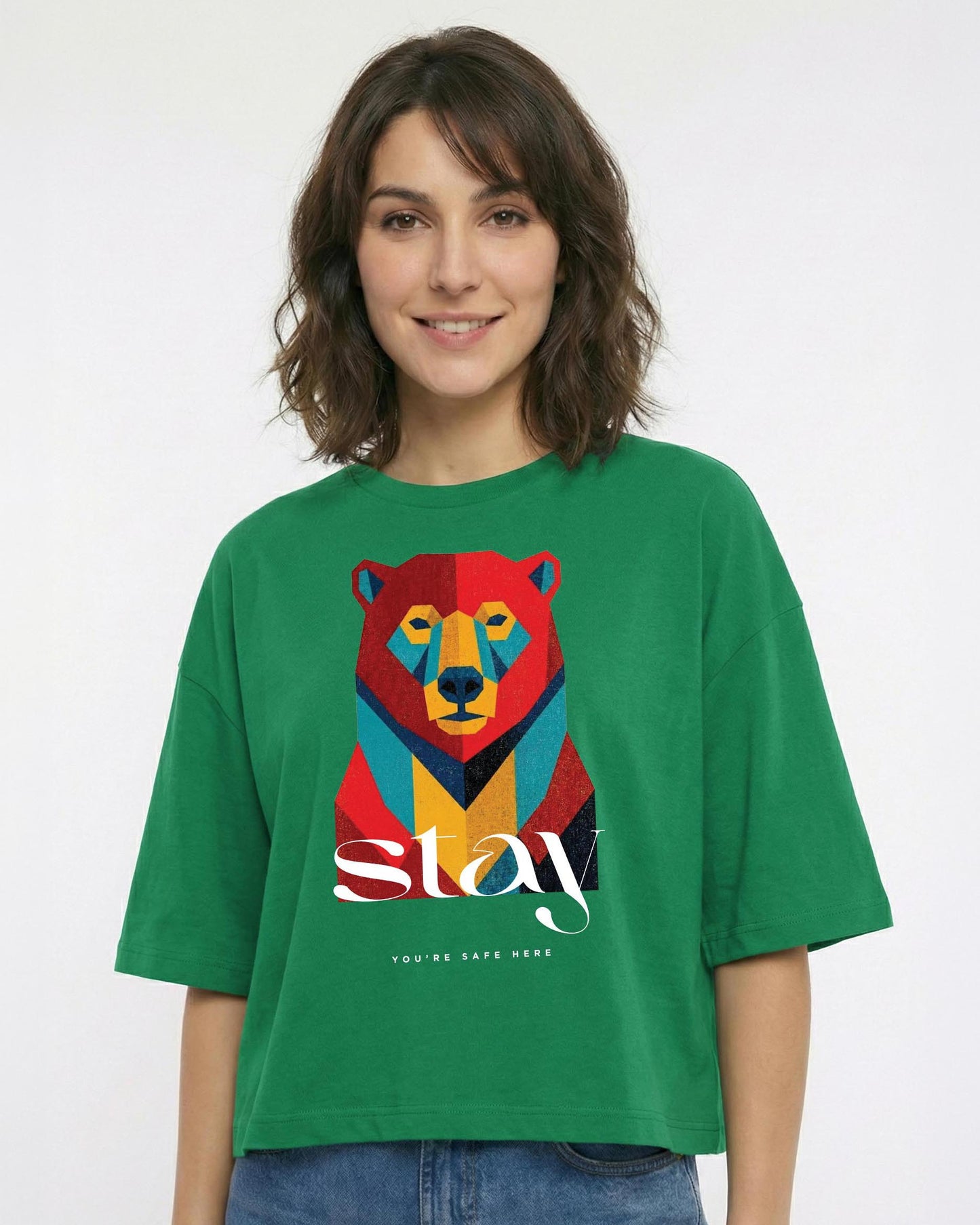 Stay – Cropped Oversized Graphic Tee