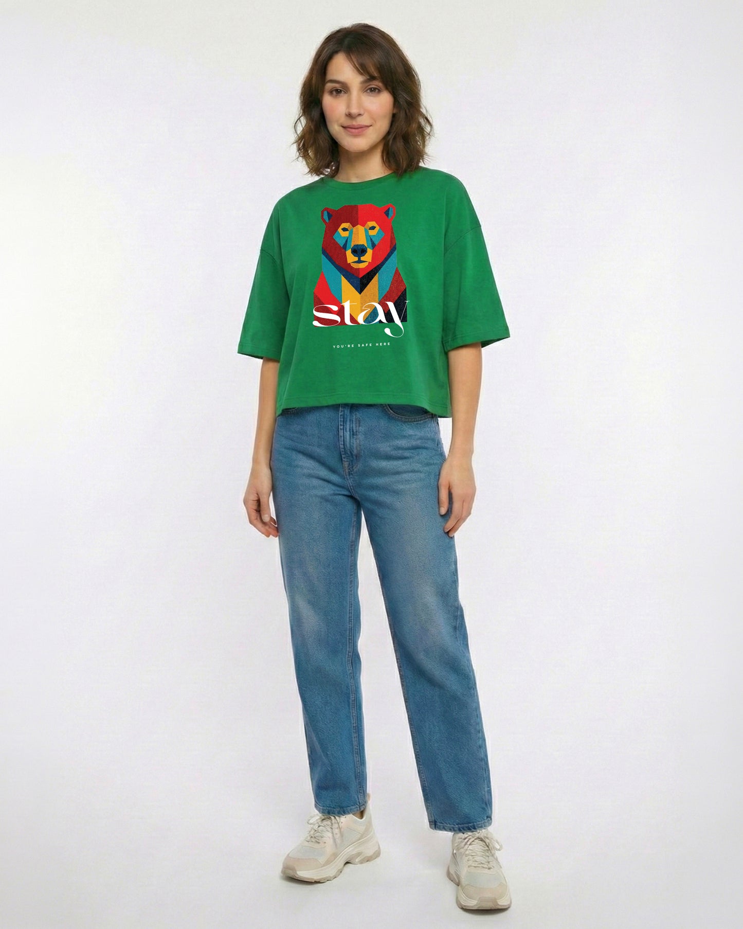 Stay – Cropped Oversized Graphic Tee