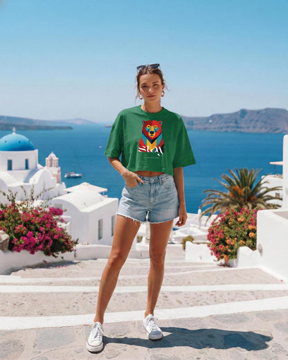 Stay – Cropped Oversized Graphic Tee