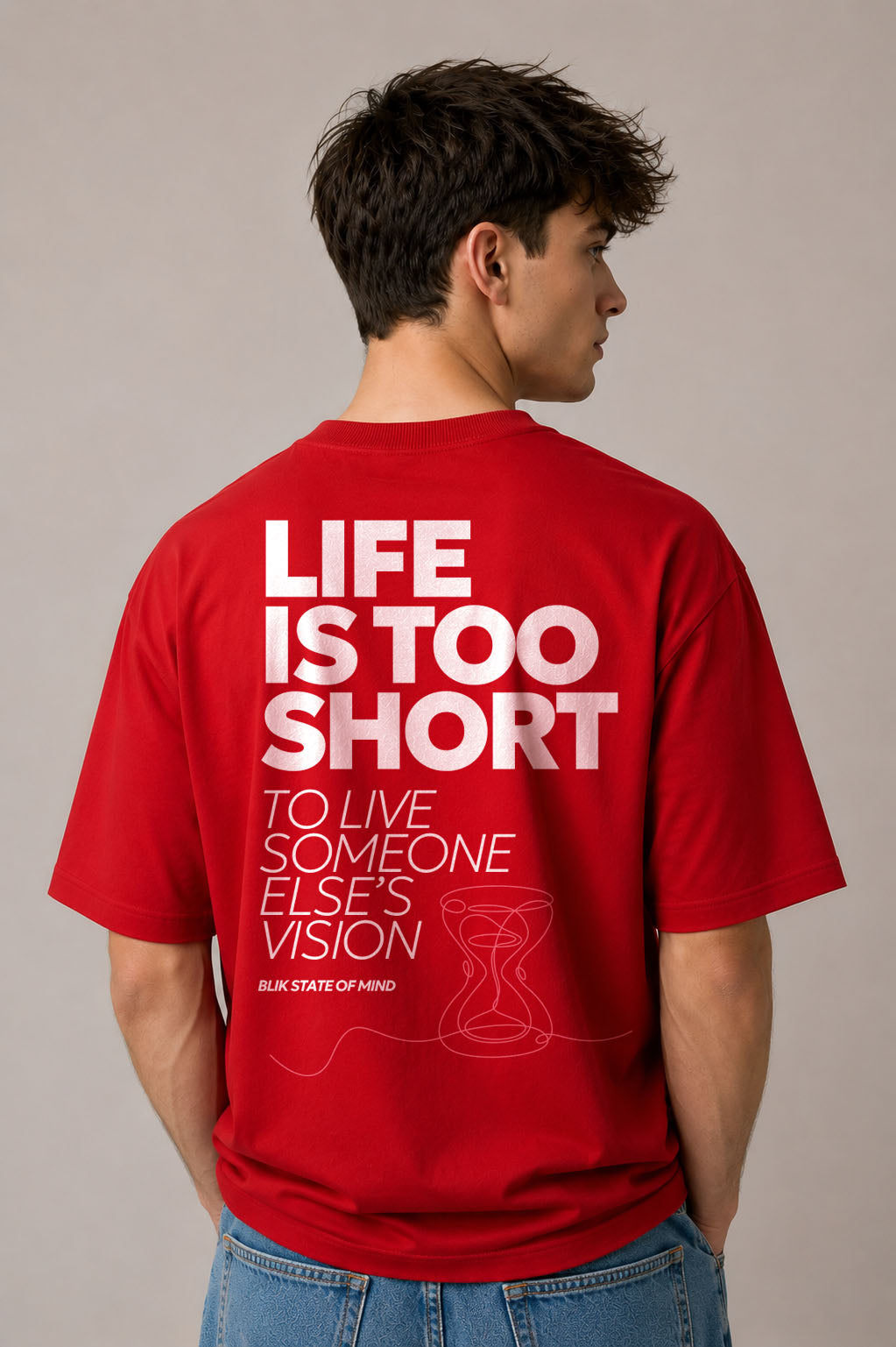 Life Is Too Short RELAXED FIT T-Shirt – Red | 240 GSM Premium Cotton