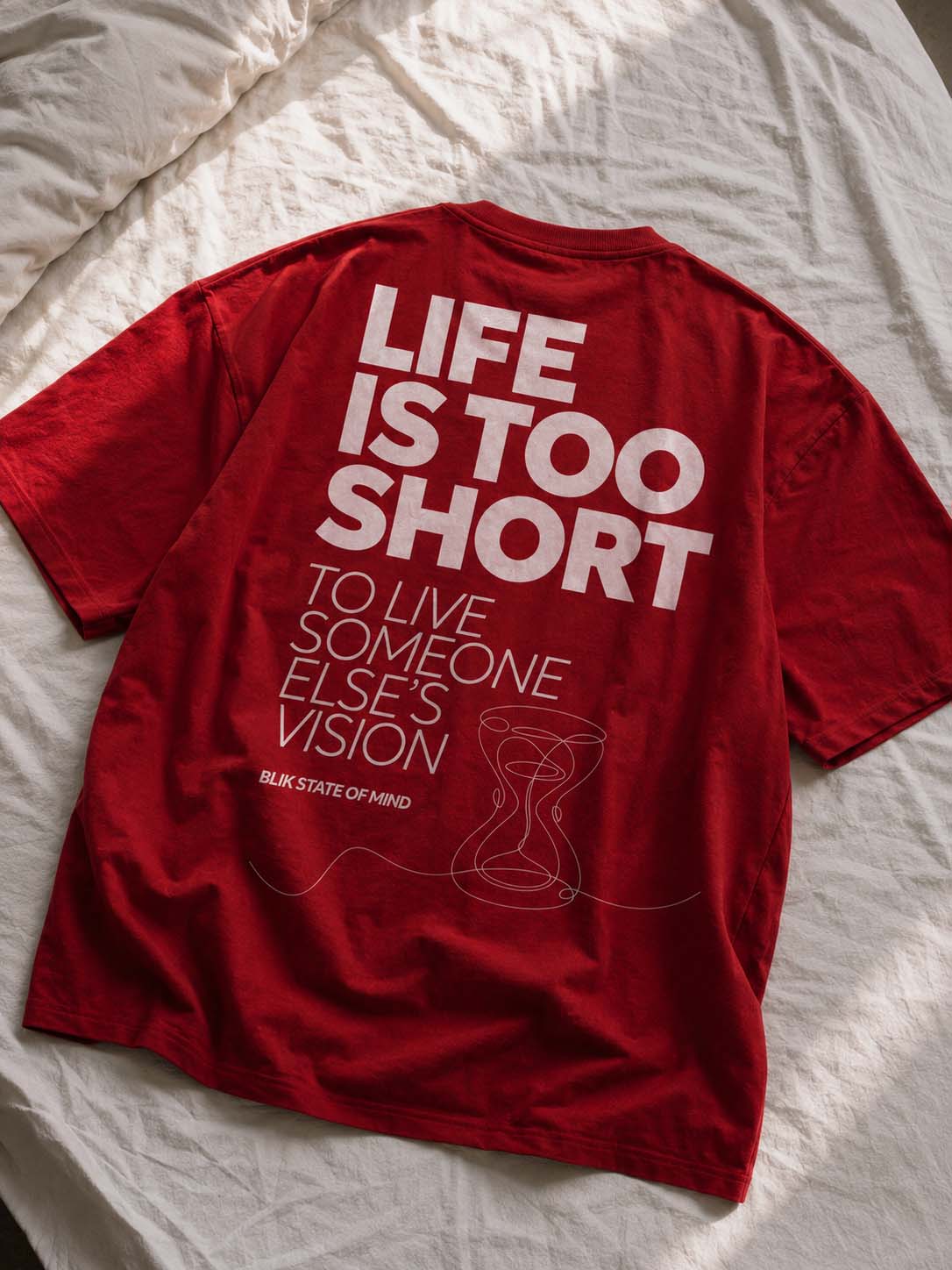 Life Is Too Short RELAXED FIT T-Shirt – Red | 240 GSM Premium Cotton