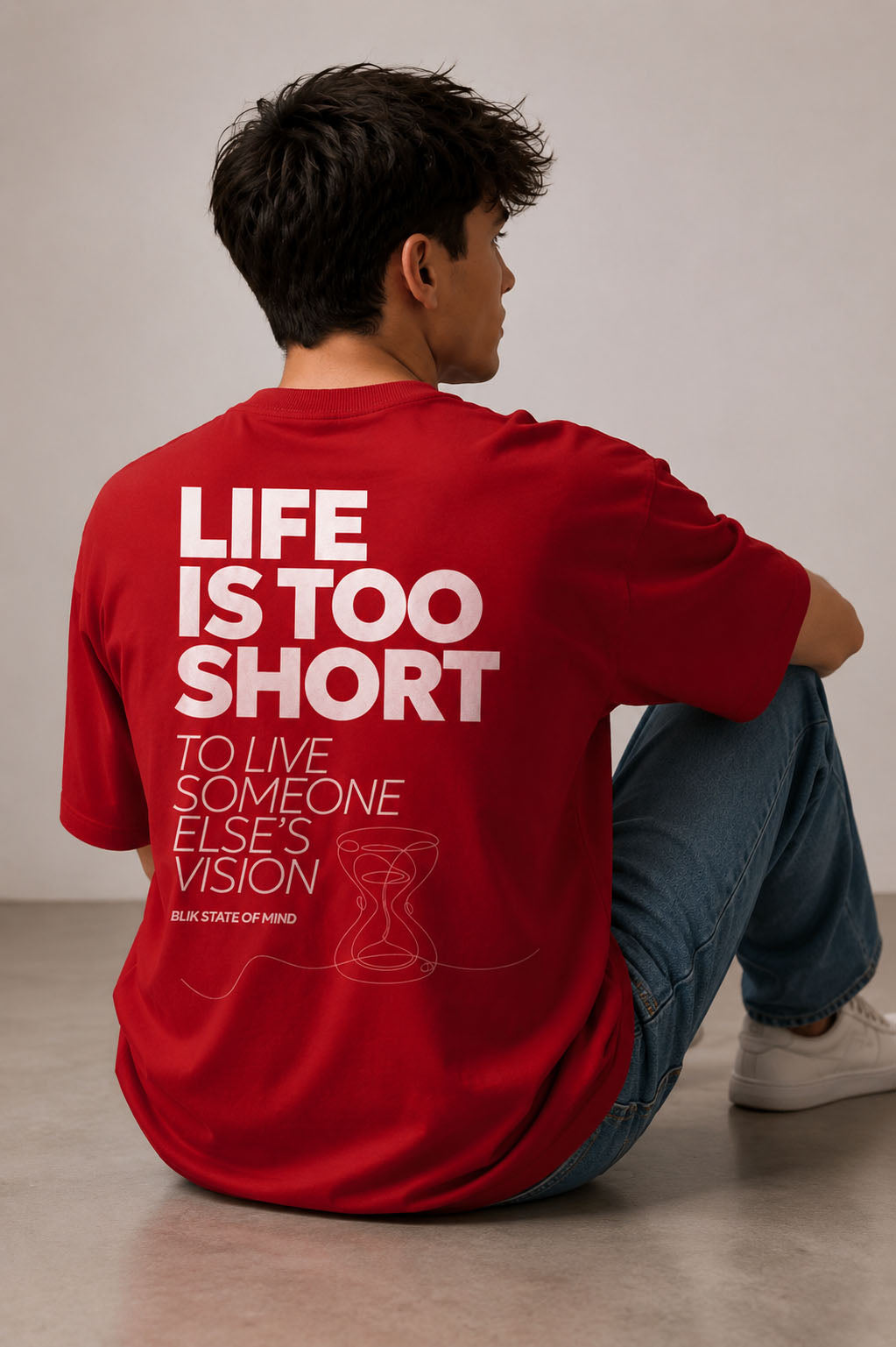 Life Is Too Short RELAXED FIT T-Shirt – Red | 240 GSM Premium Cotton