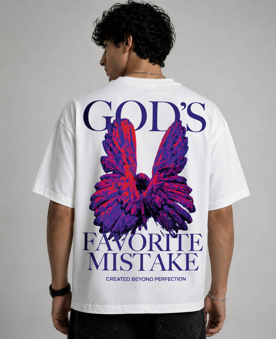 Blik “God’s Favorite Mistake” T-Shirt – White | 240 GSM Relaxed Fit