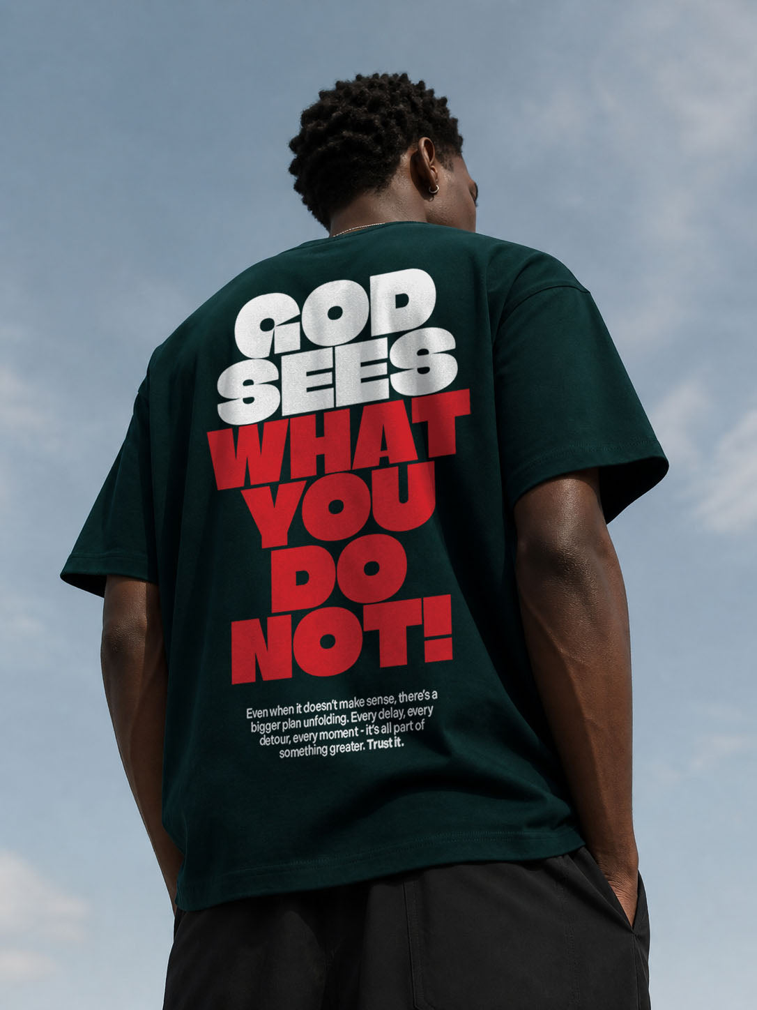 God Sees Everything Relaxed Fit T-Shirt – Forest Green | Blik