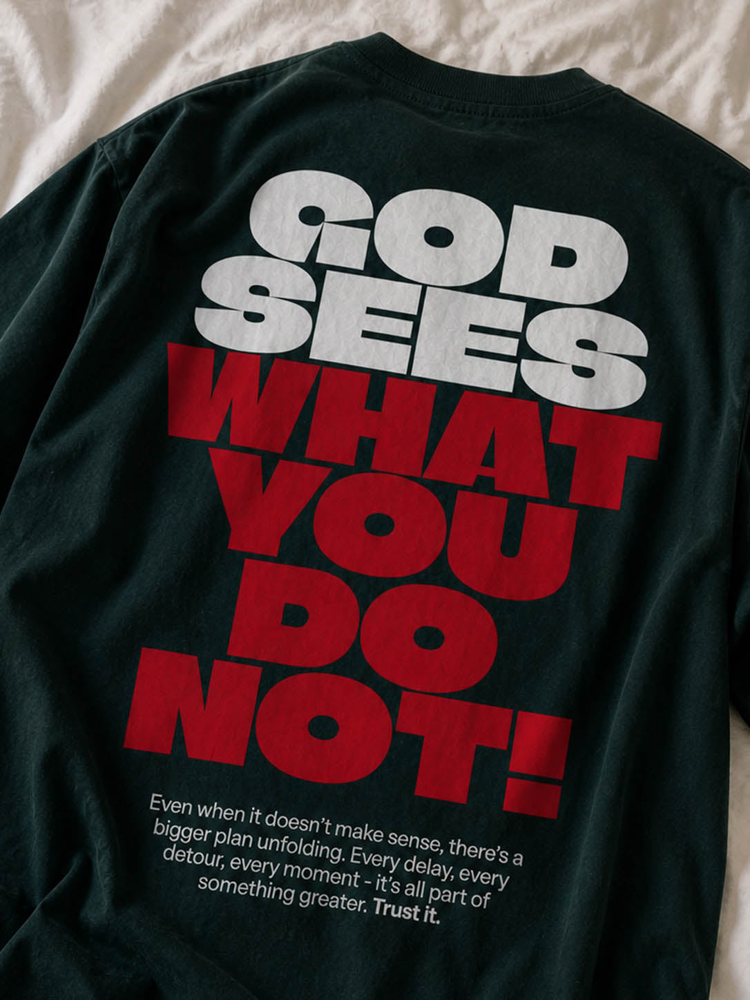 God Sees Everything Relaxed Fit T-Shirt – Forest Green | Blik