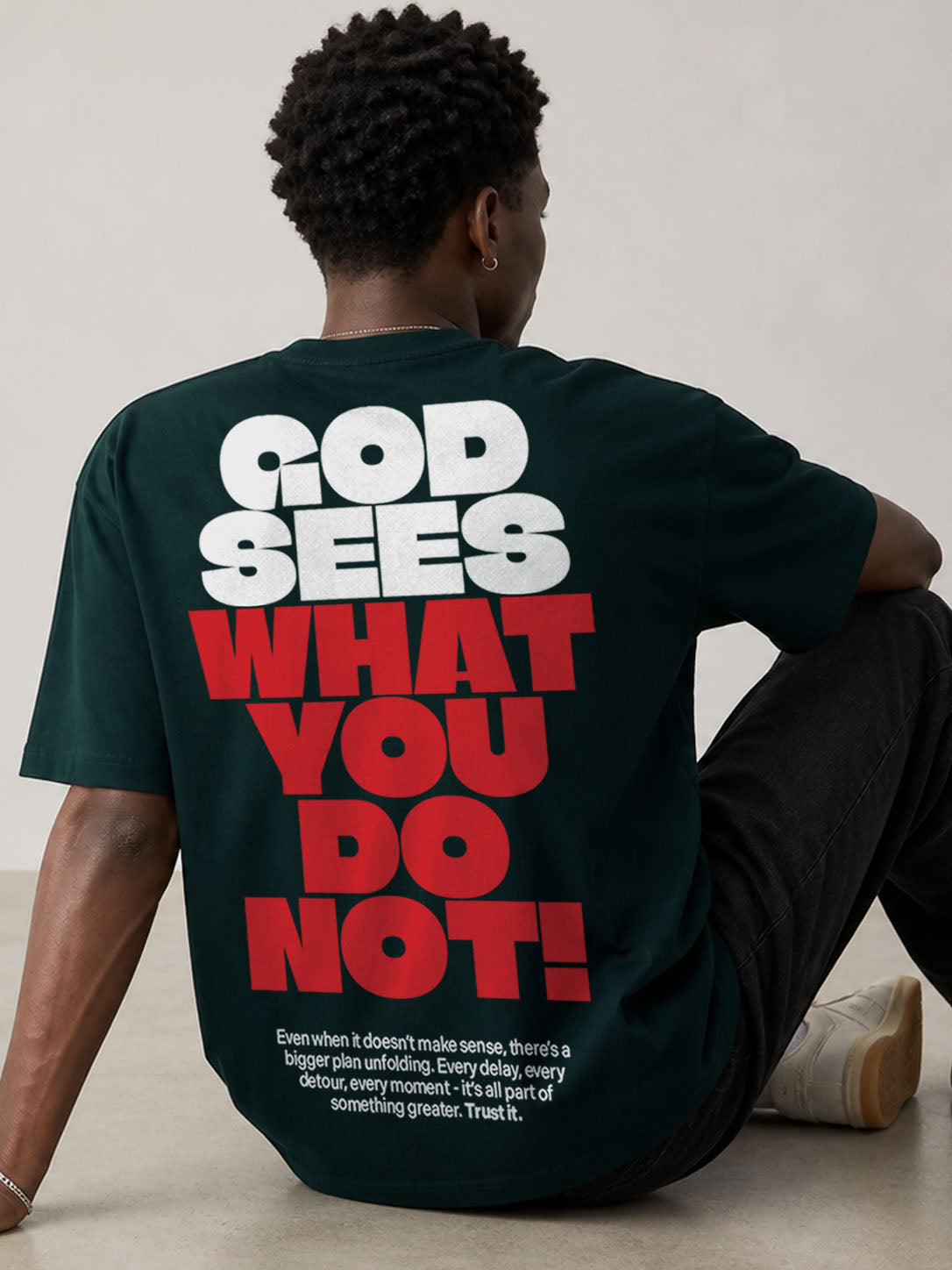God Sees Everything Relaxed Fit T-Shirt – Forest Green | Blik