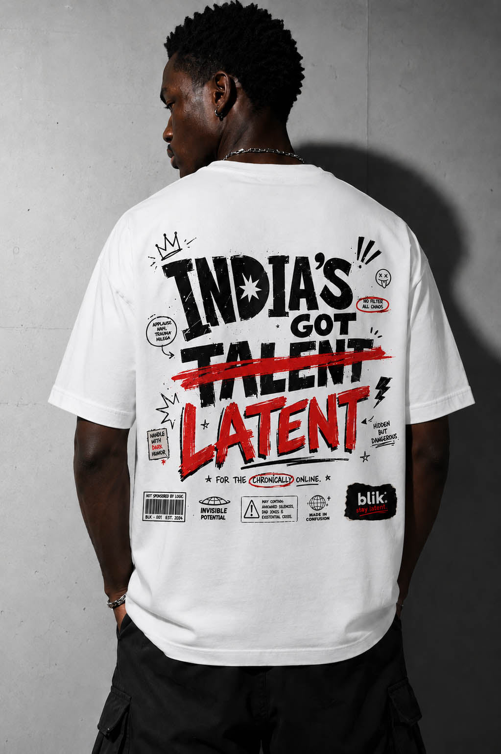 Blik “Latent” Relaxed Fit T-Shirt – White | 240 GSM Premium Cotton
