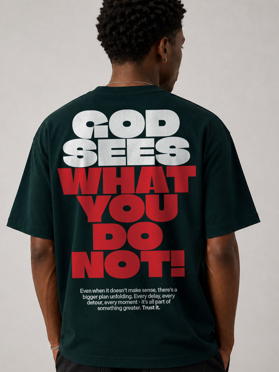 God Sees Everything Relaxed Fit T-Shirt – Forest Green | Blik