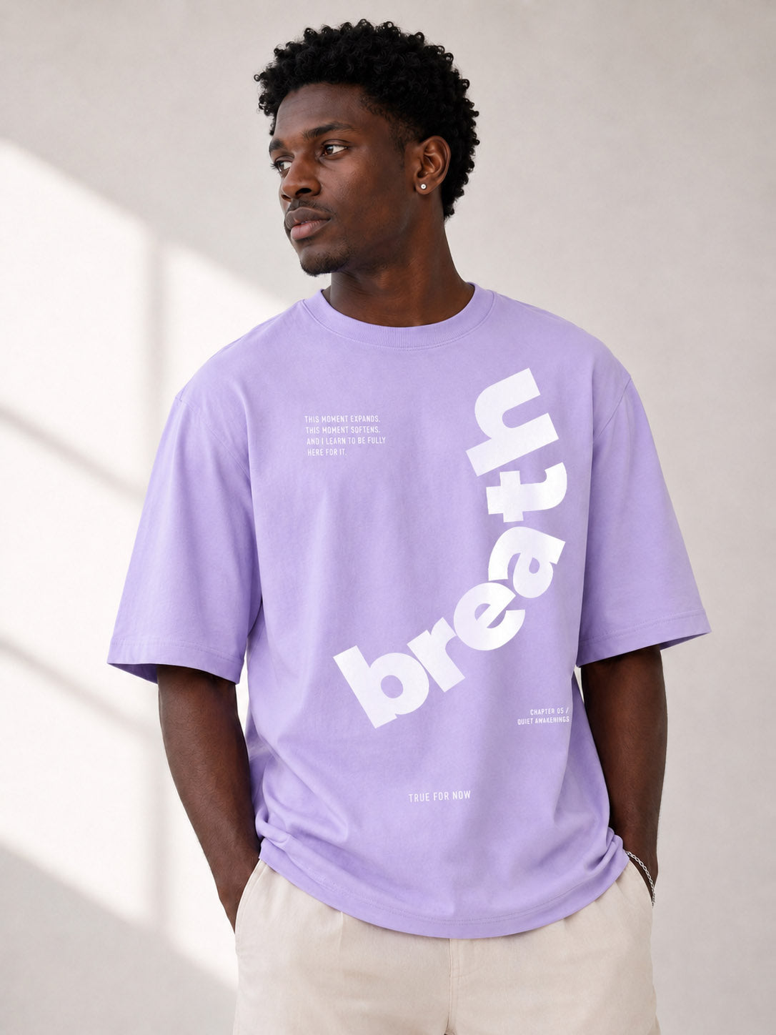 Blik “Breath” Oversized T-Shirt – Lavender | 240 GSM Heavyweight Cotton | Boxy Fit