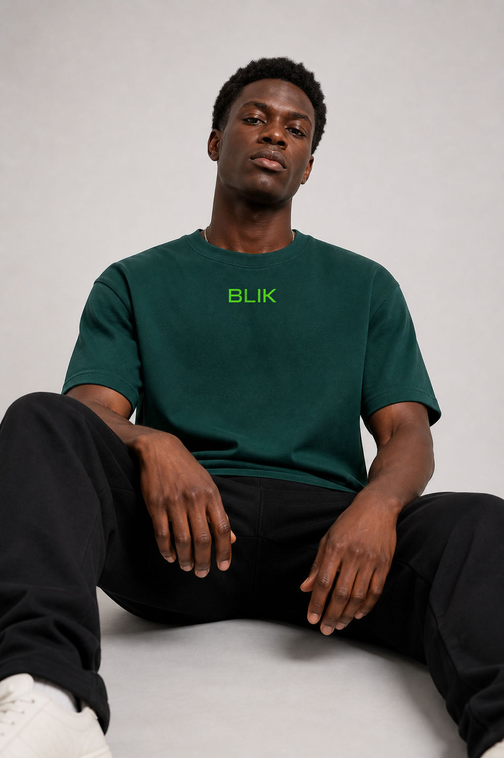 BLIK “Attitude > Problems” Oversized T-Shirt – Deep Green
