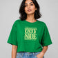 Think Outside The Box Cropped Oversized T-Shirt – 240 GSM Premium Cotton