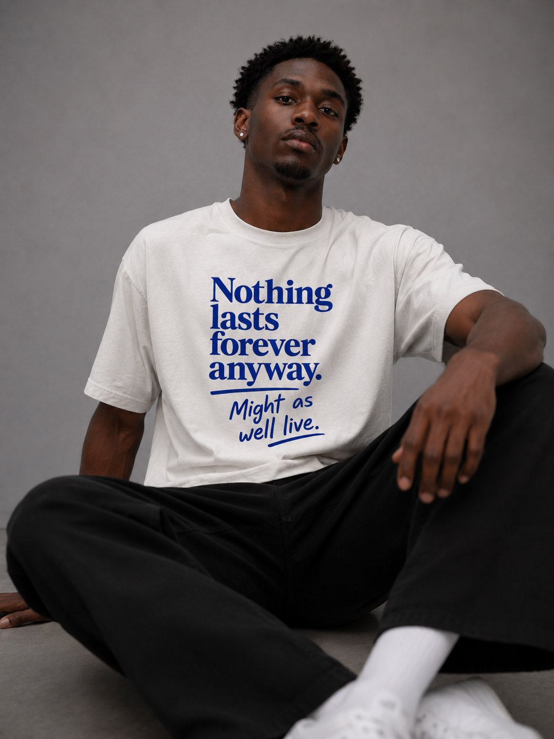 Nothing Lasts Forever Anyway relaxed fit 240 GSM T-Shirt – Off White