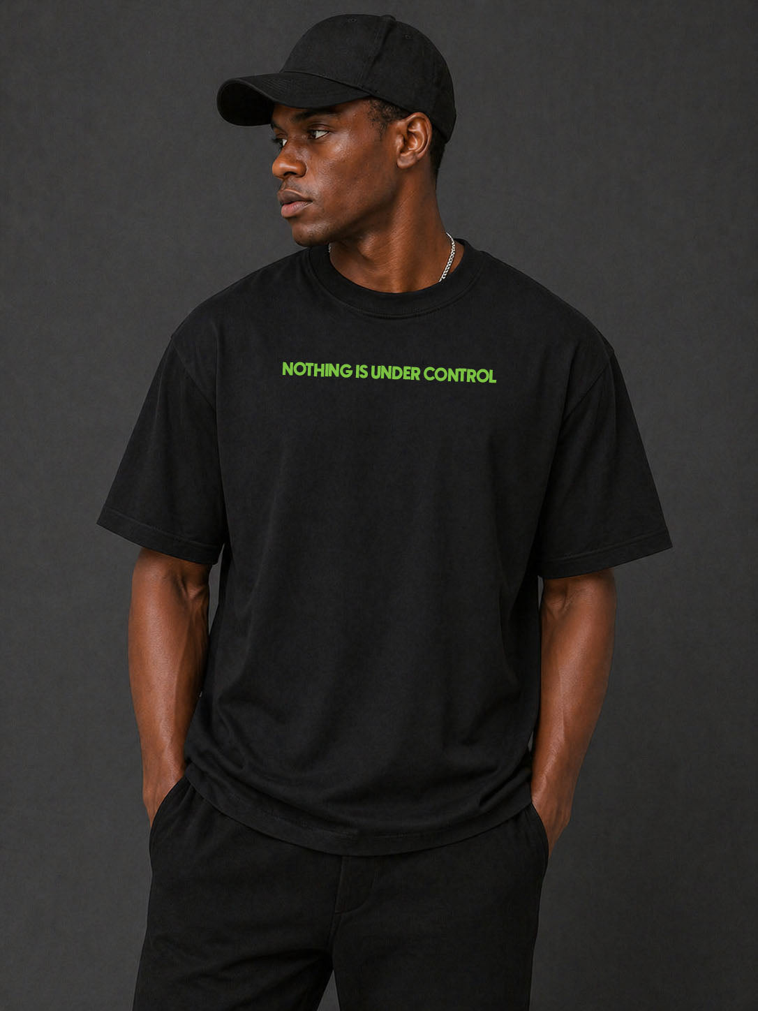 Relax Nothing Is Under Control Relaxed Fit T-Shirt – Black