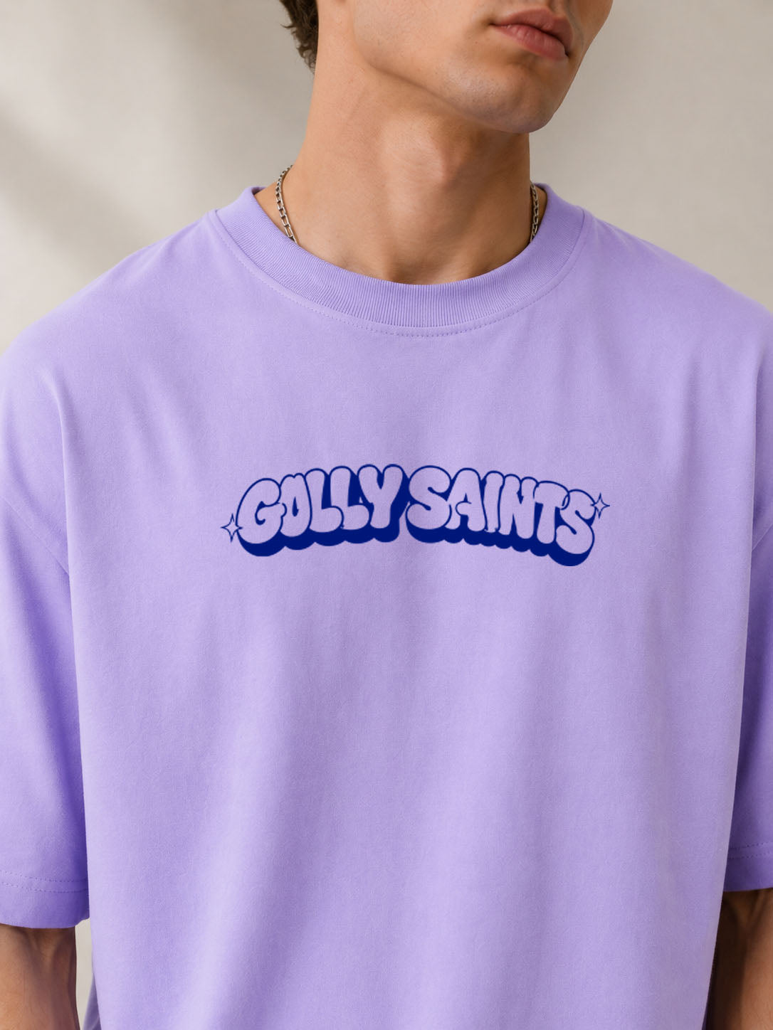 Blik Gully Saints Oversized Lavender T-Shirt - 240 GSM