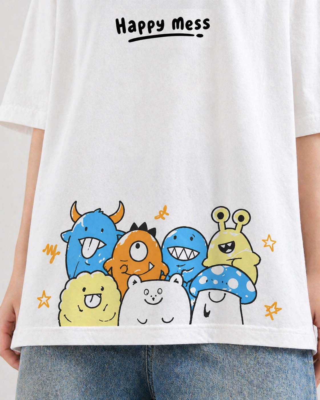Blik “Happy Mess”  Relaxed Fit T-Shirt – White