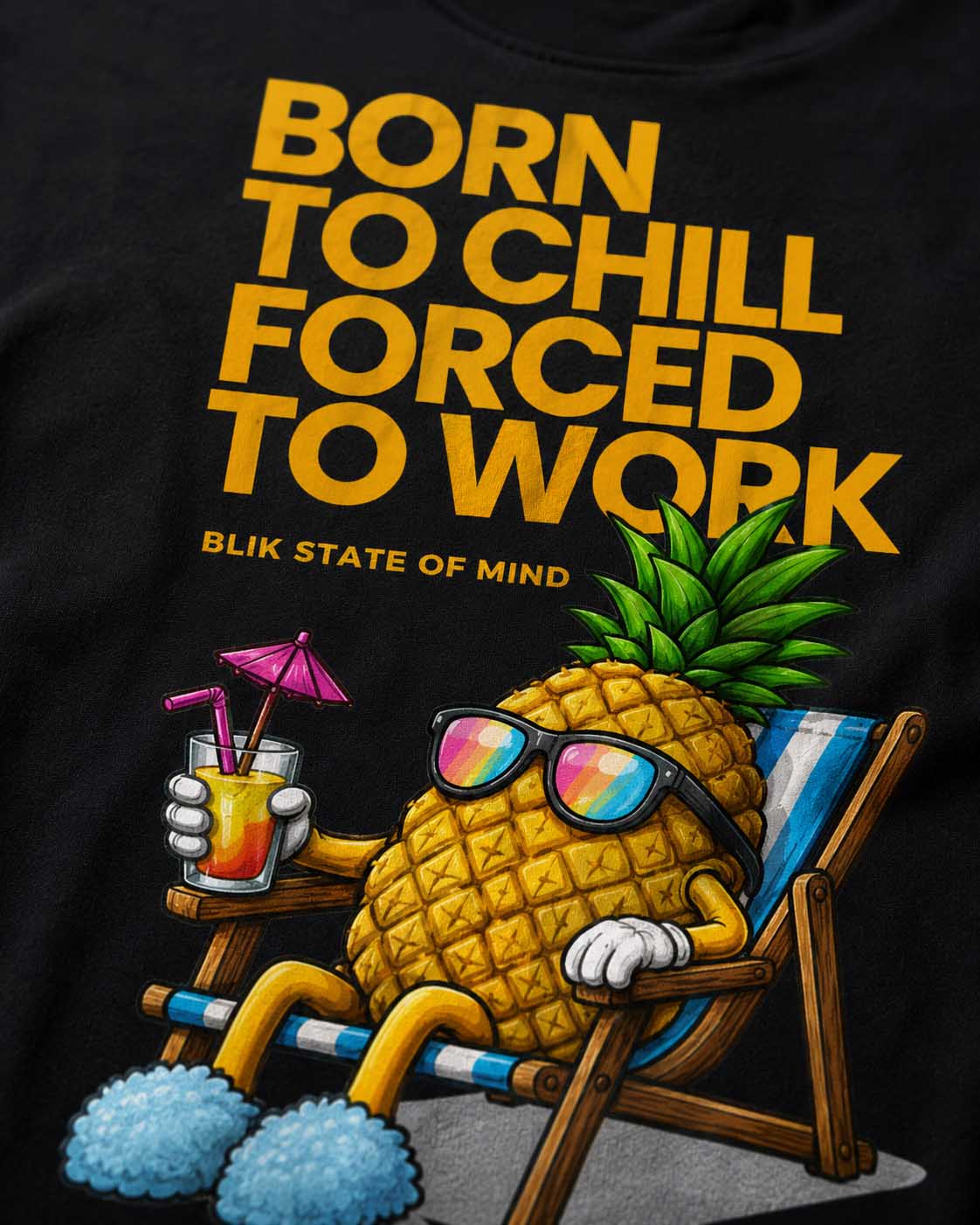 Born To Chill Forced To Work Oversized Black T-Shirt | 240 GSM Heavyweight