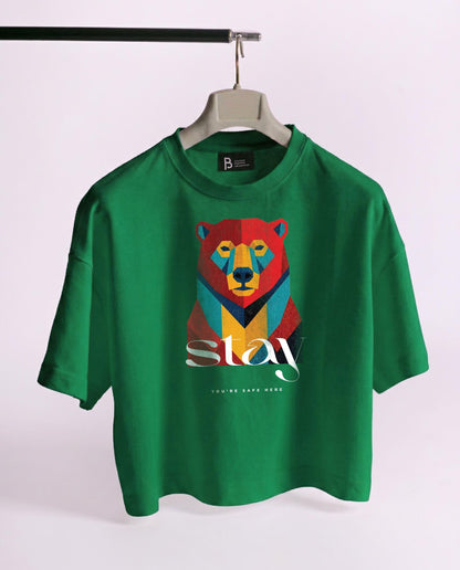 Stay – Cropped Oversized Graphic Tee