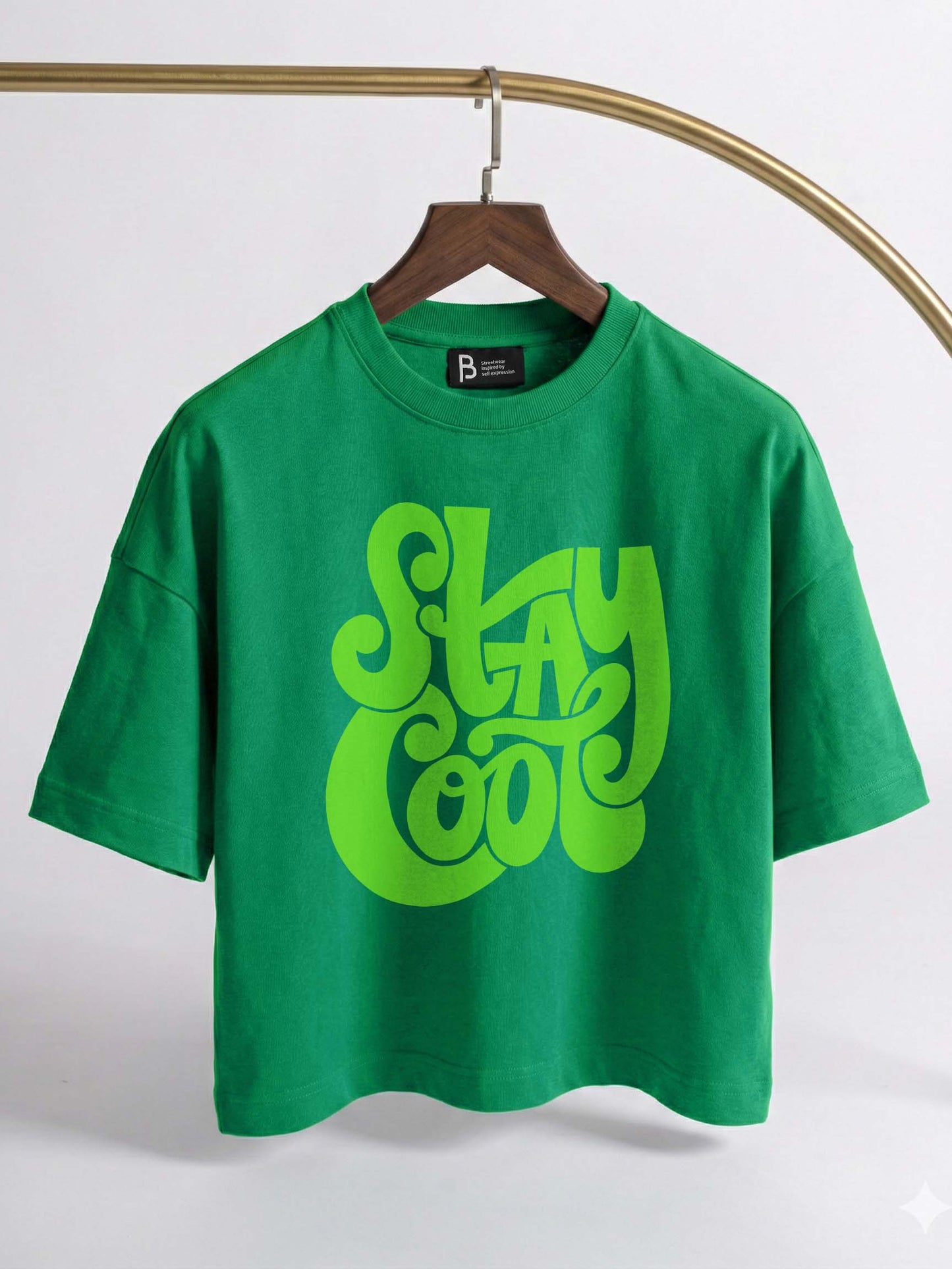 Stay Cool Oversized Cropped T-Shirt – Bright Green