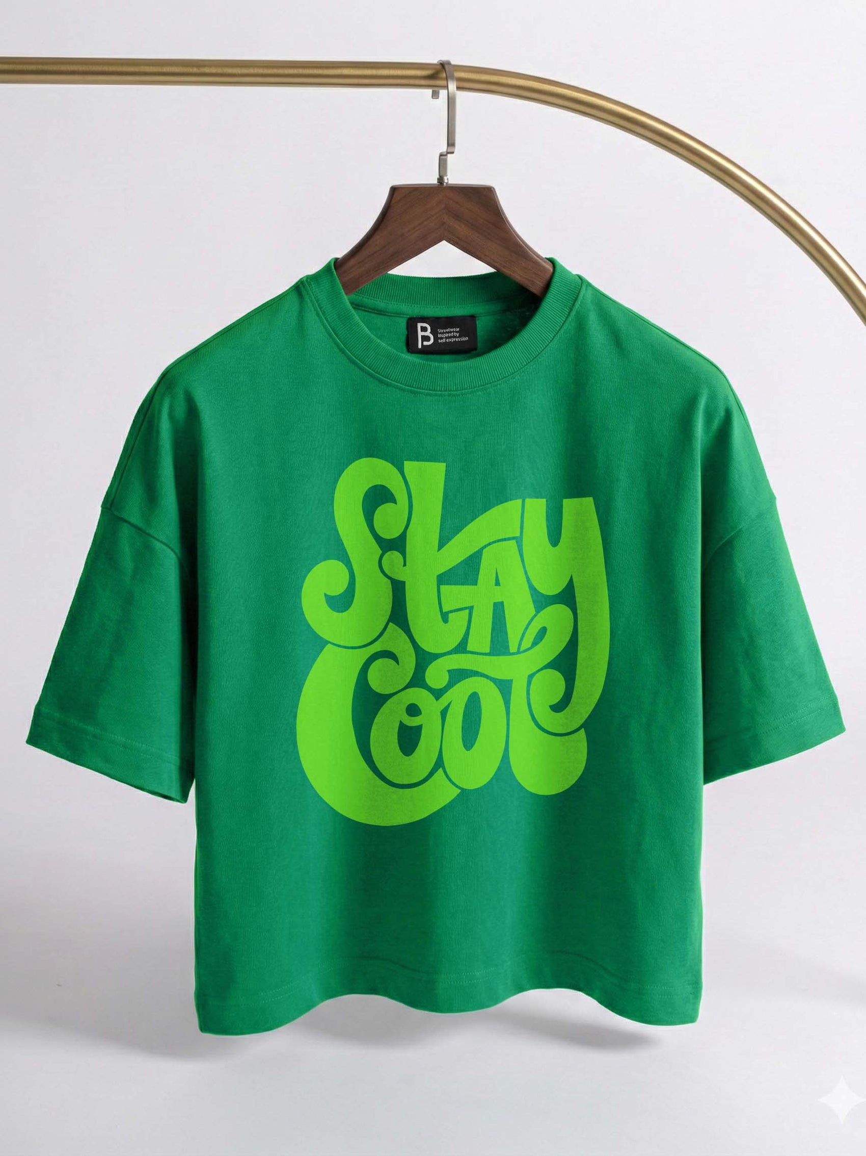Stay Cool Oversized Cropped T-Shirt – Bright Green