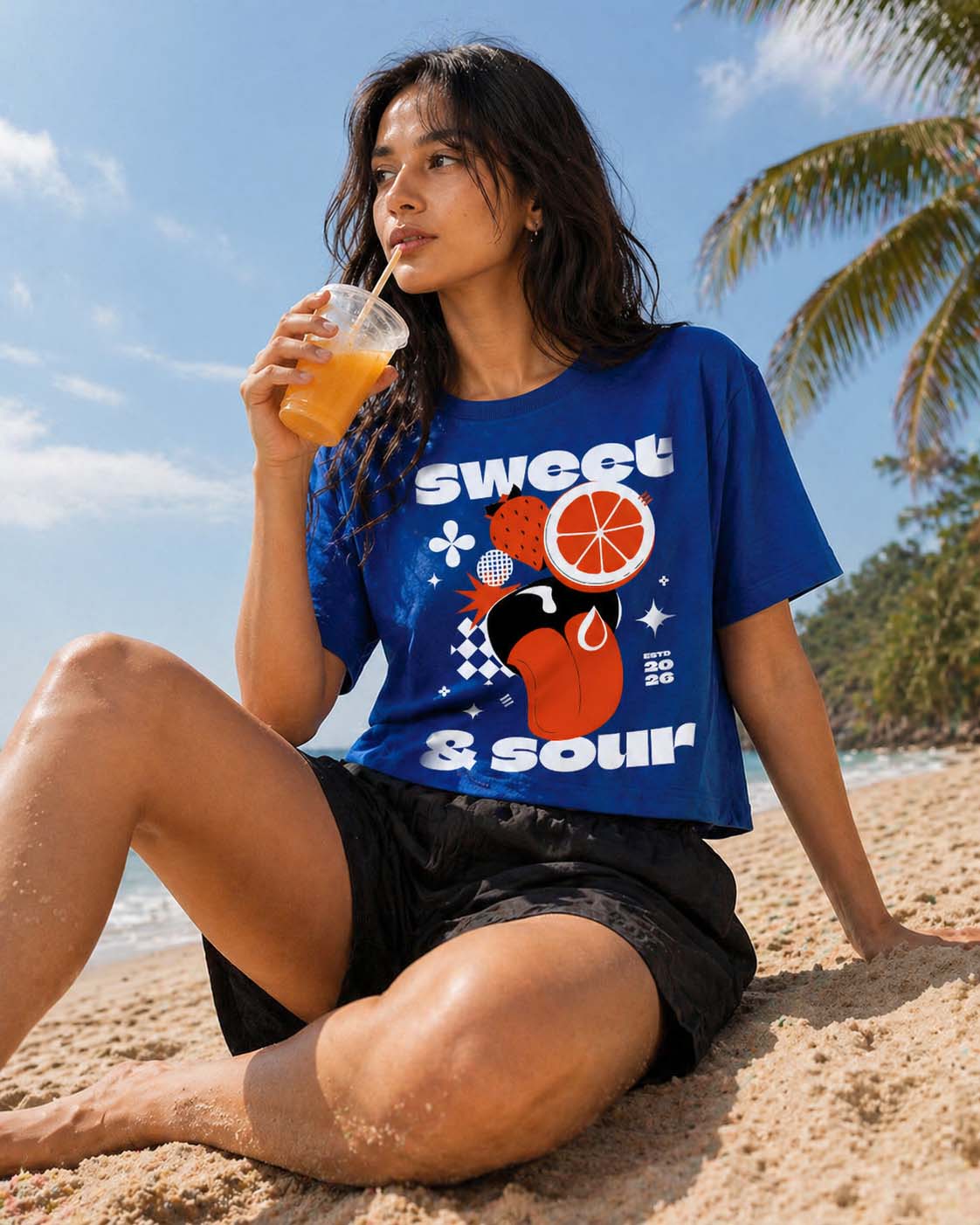 Sweet & Sour Graphic Blue Boxy Fit Tee | Blik