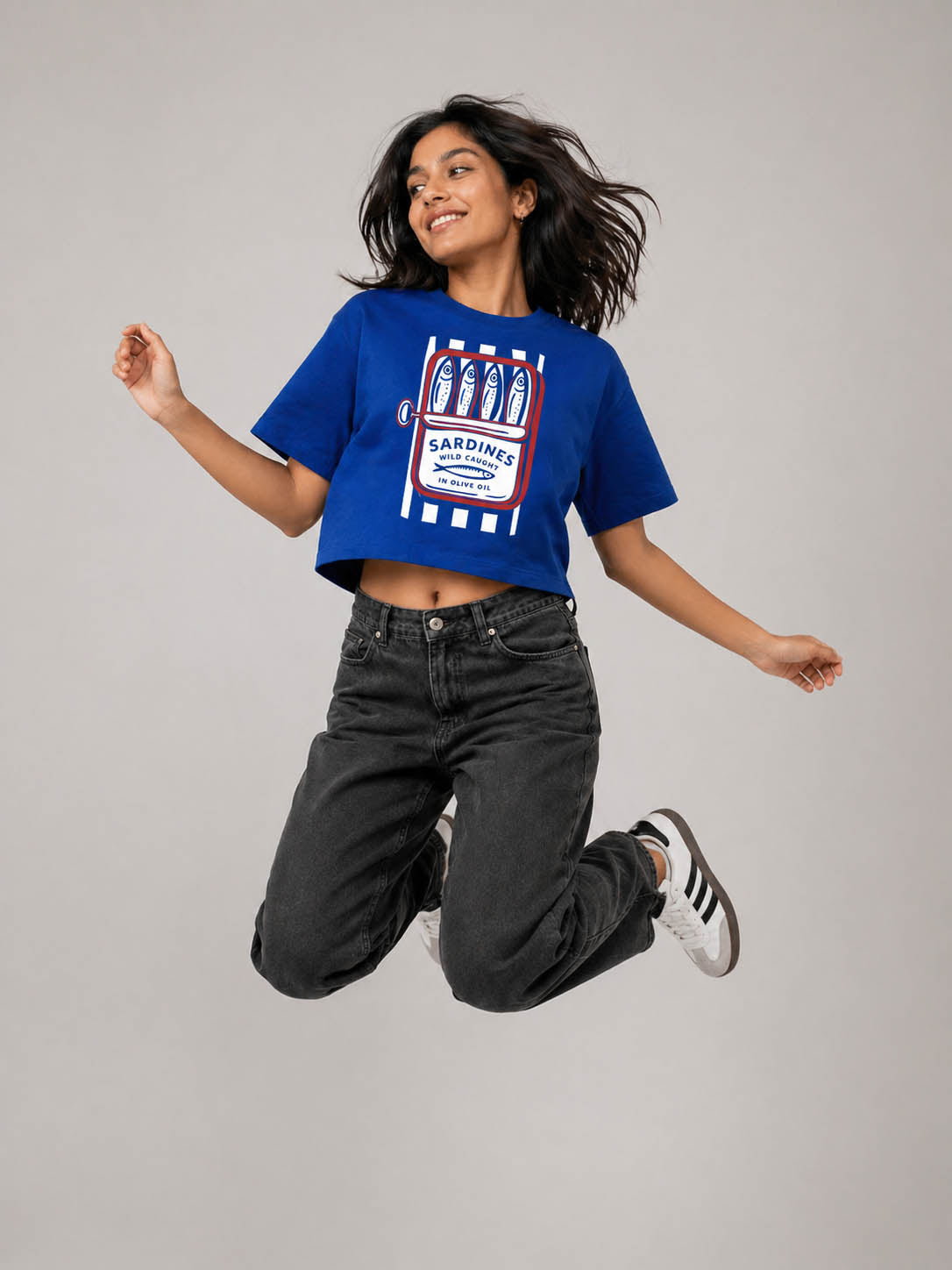 Blue Boxy Crop T-Shirt for Women