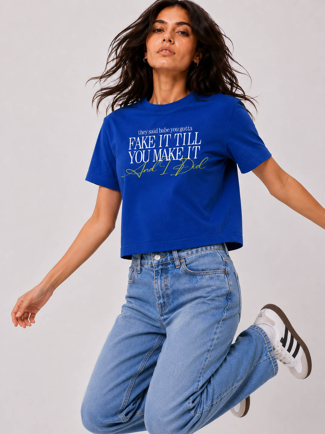 Blik “Fake It Till You Make It” Women’s  boxy fit T-Shirt – Royal Blue