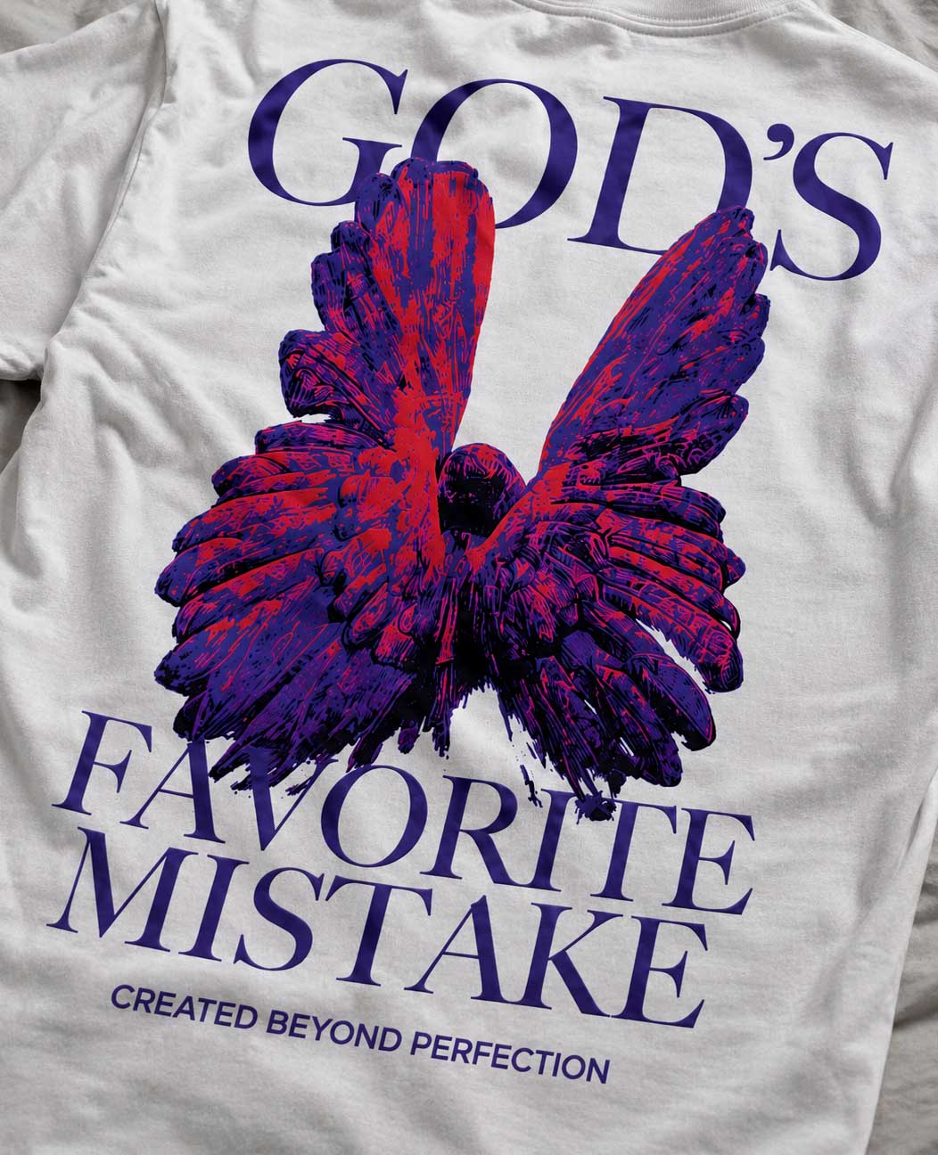 Blik “God’s Favorite Mistake” T-Shirt – White | 240 GSM Relaxed Fit