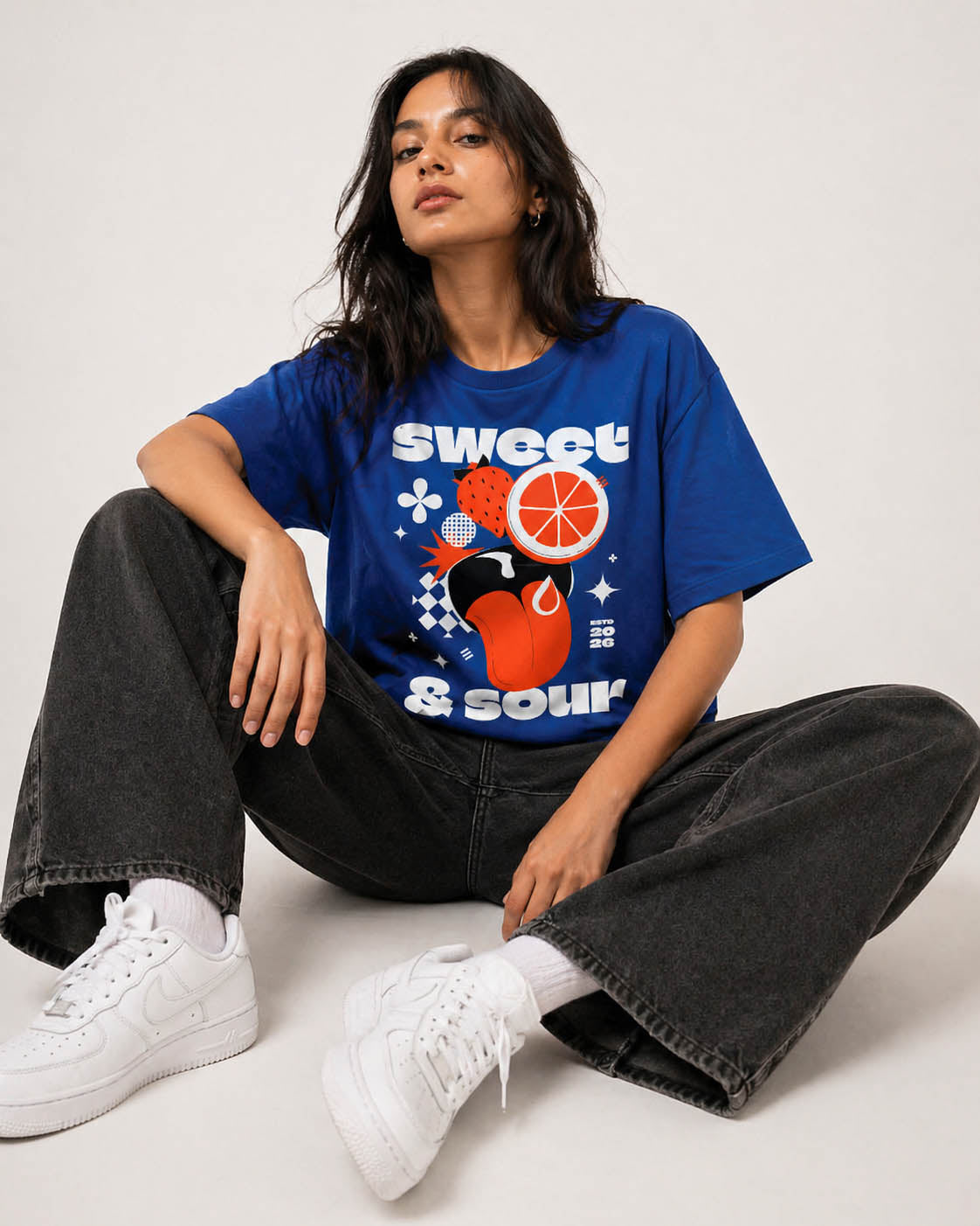 Sweet & Sour Graphic Blue Boxy Fit Tee | Blik