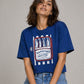 Blue Boxy Crop T-Shirt for Women