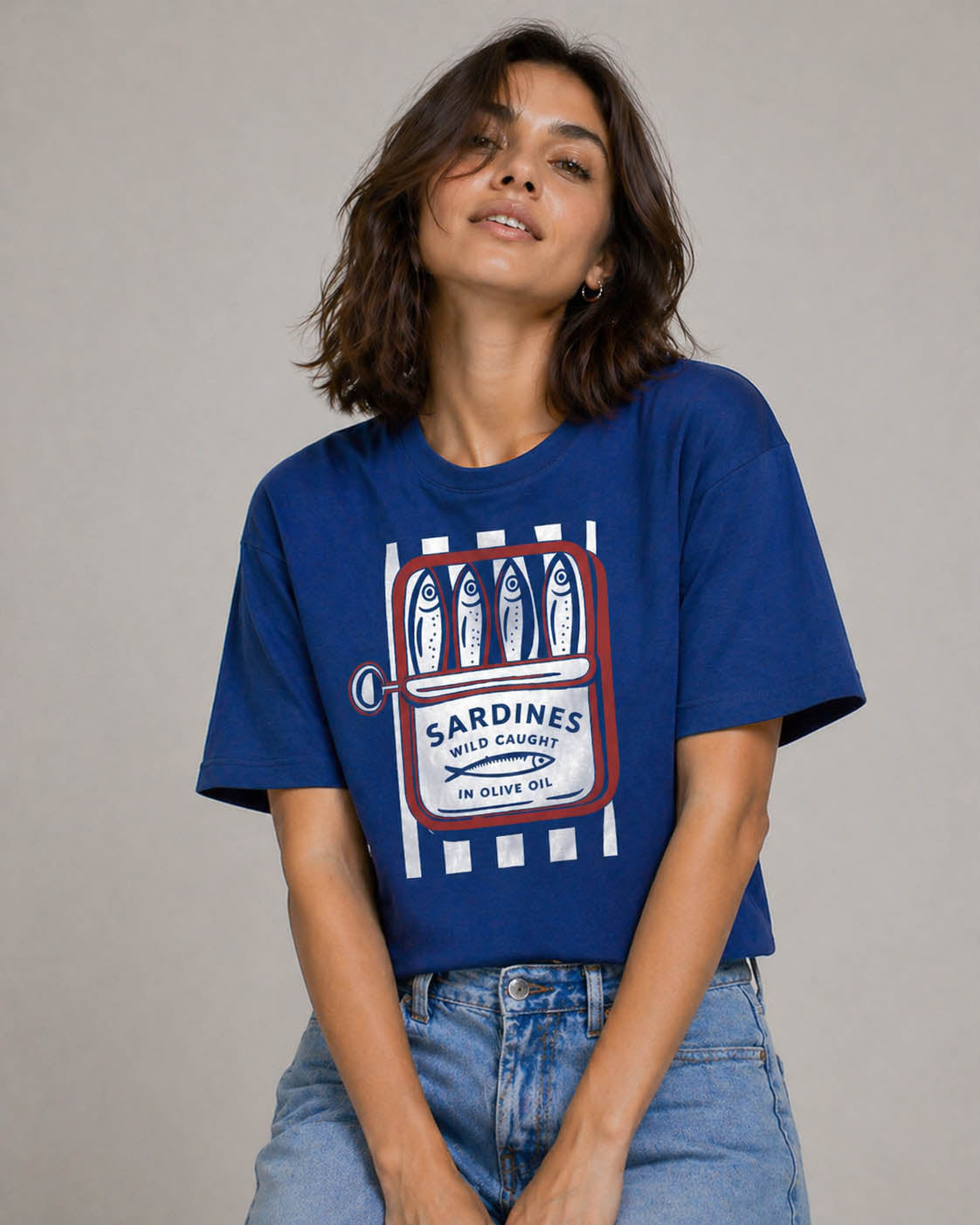 Blue Boxy Crop T-Shirt for Women