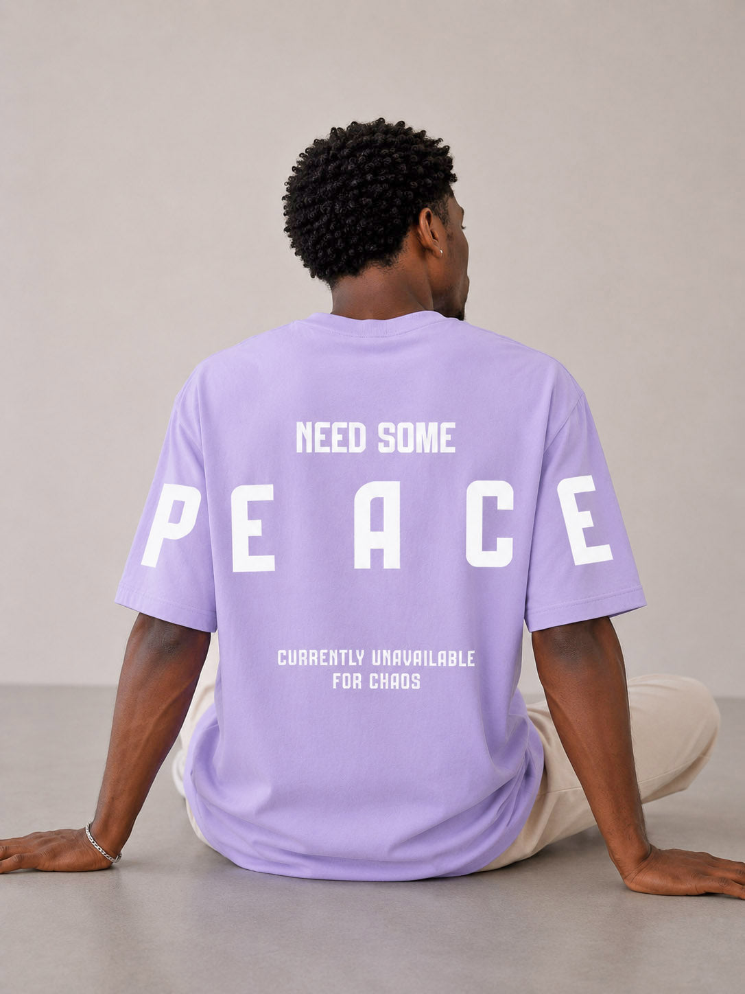Blik “Peace Mode On” Oversized T-Shirt – Lavender | 240 GSM Heavyweight Cotton