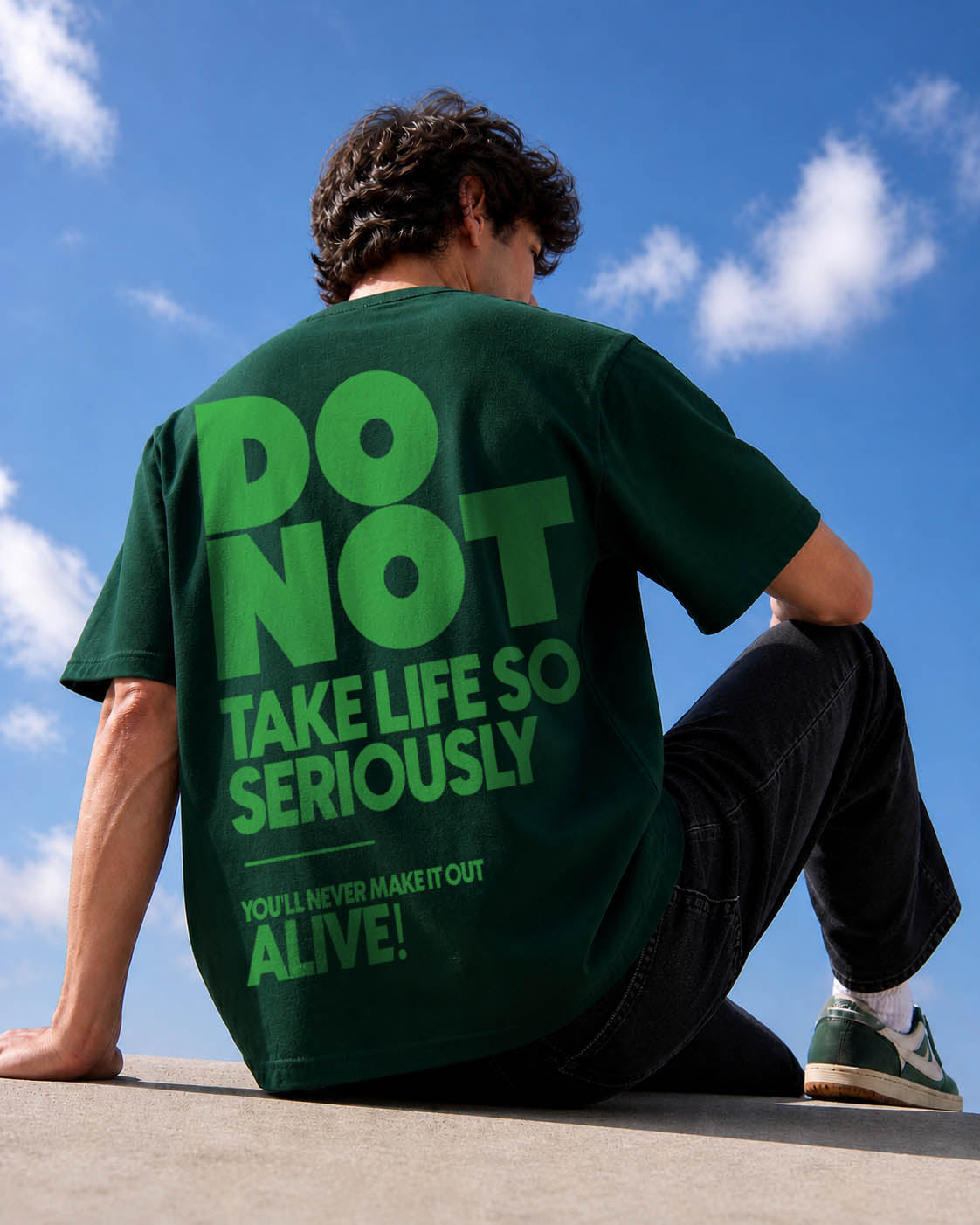 Nothing Permanent – Forest Green Relaxed Fit T-Shirt