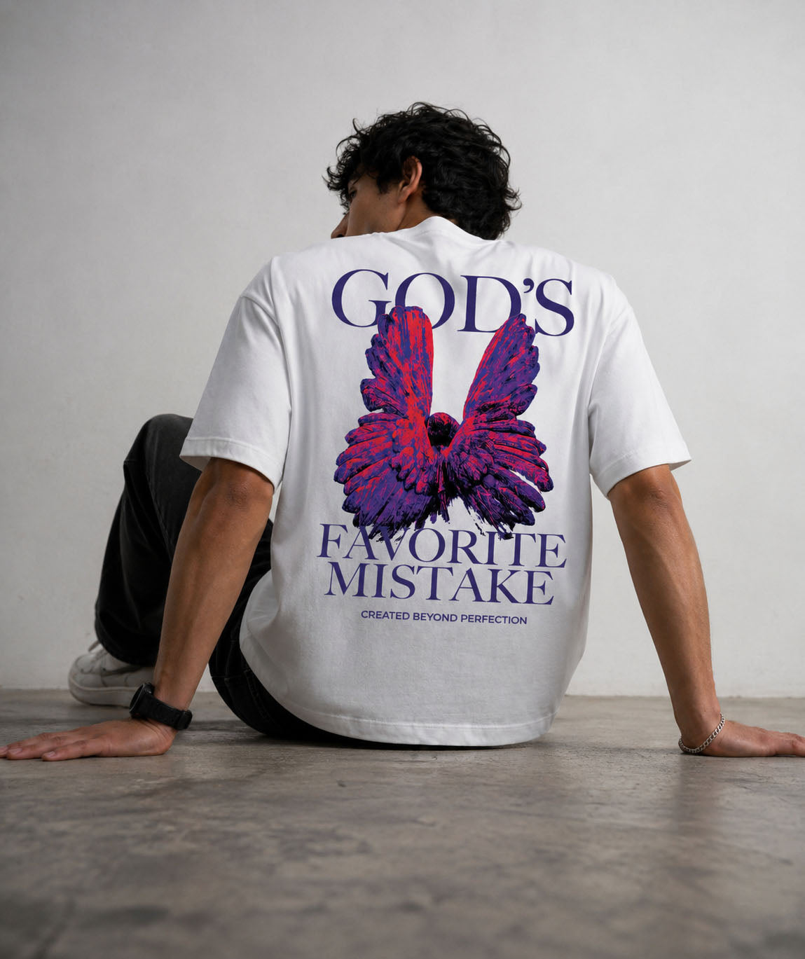 Blik “God’s Favorite Mistake” T-Shirt – White | 240 GSM Relaxed Fit