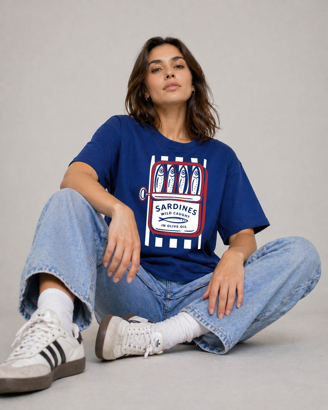 Blue Boxy Crop T-Shirt for Women