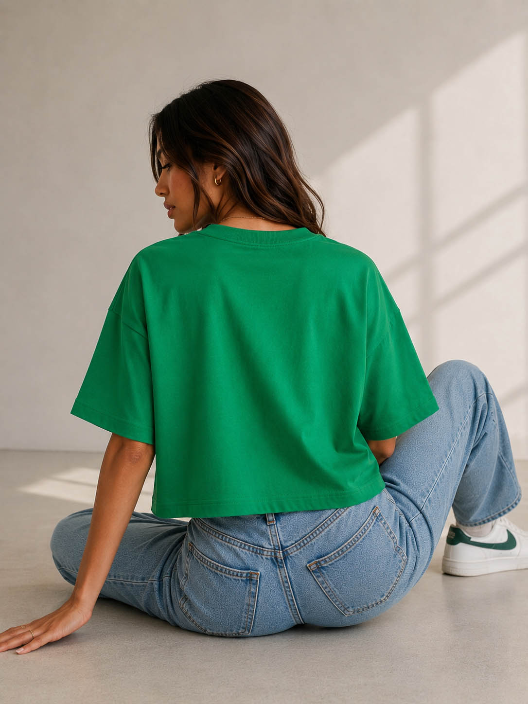 Stay Cool Oversized Cropped T-Shirt – Bright Green