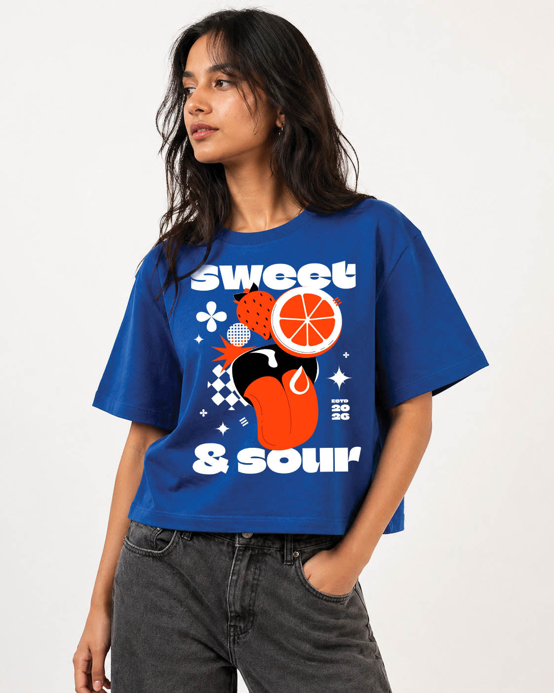 Sweet & Sour Graphic Blue Boxy Fit Tee | Blik