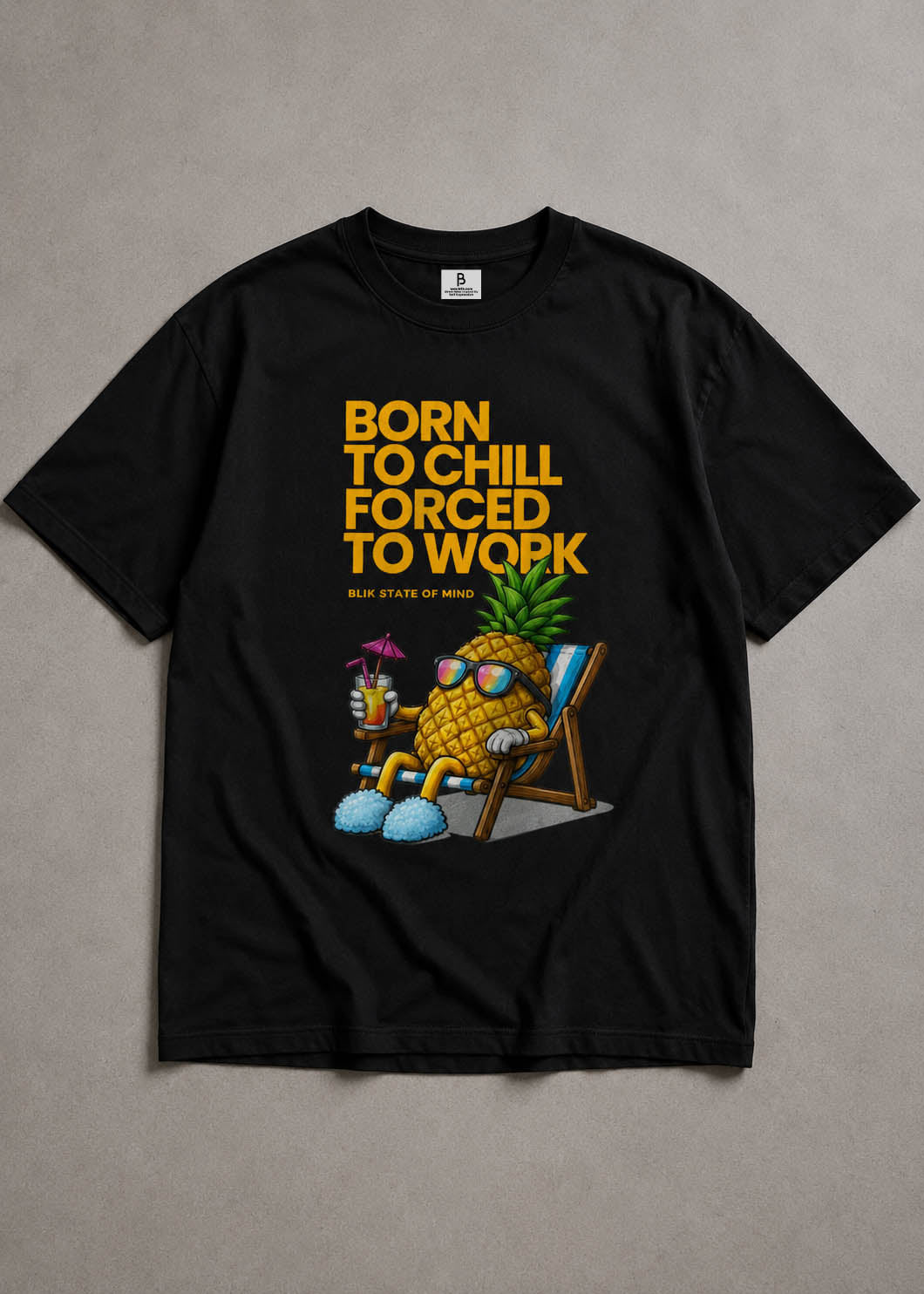 Born To Chill Forced To Work Oversized Black T-Shirt | 240 GSM Heavyweight