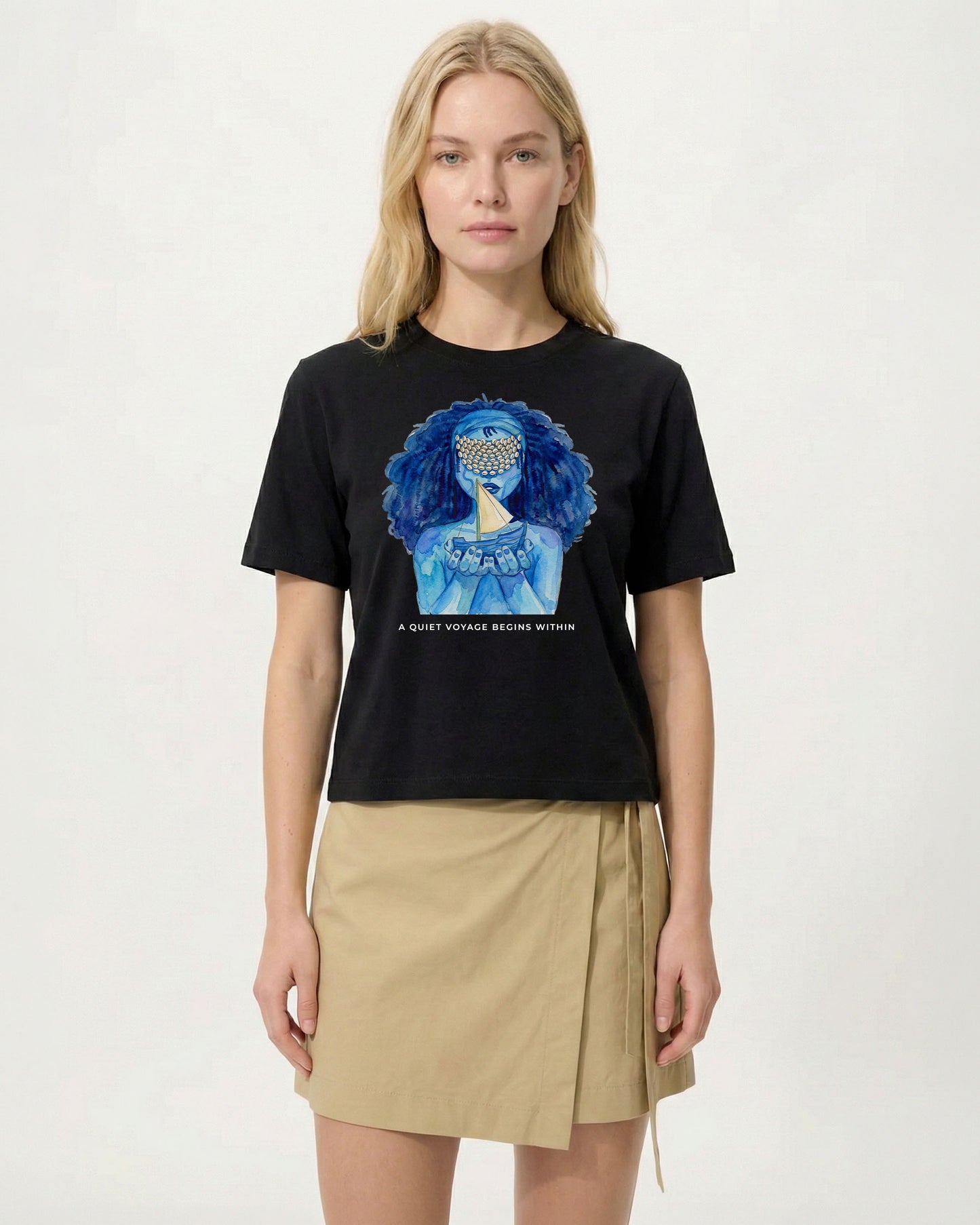 Quiet Voyage – Cropped Graphic Tee