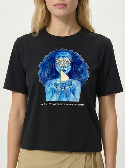 Quiet Voyage – Cropped Graphic Tee