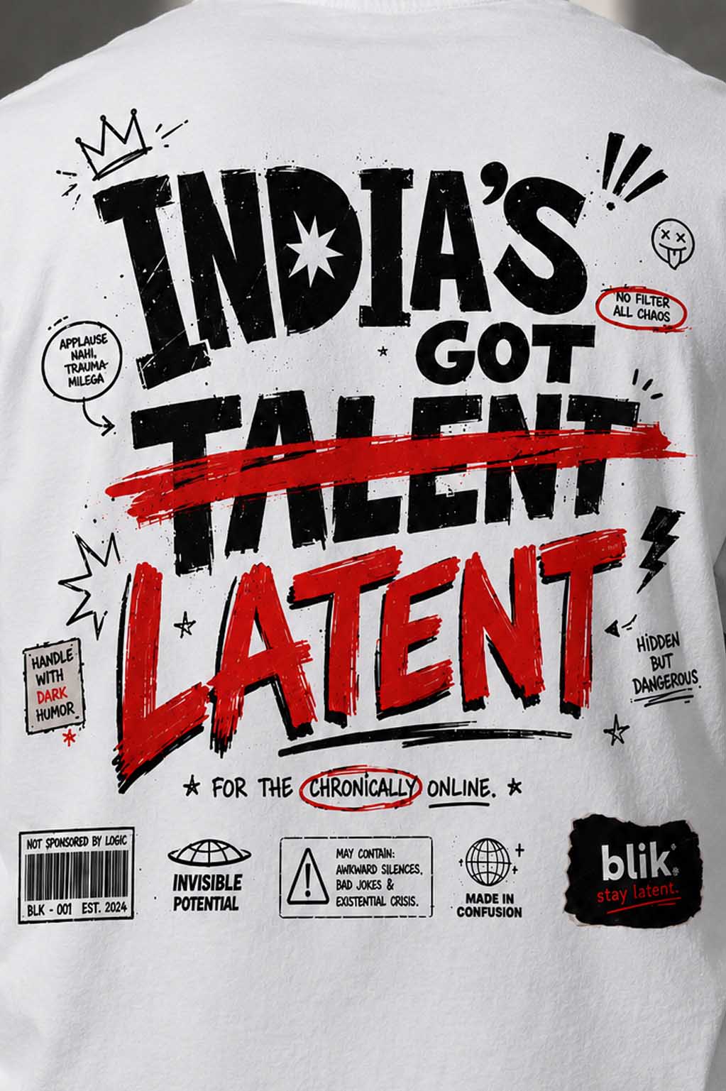 Blik “Latent” Relaxed Fit T-Shirt – White | 240 GSM Premium Cotton